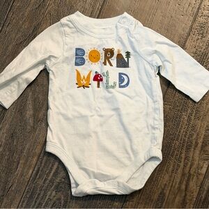 White Baby Onesie with 'Born Wild' Design